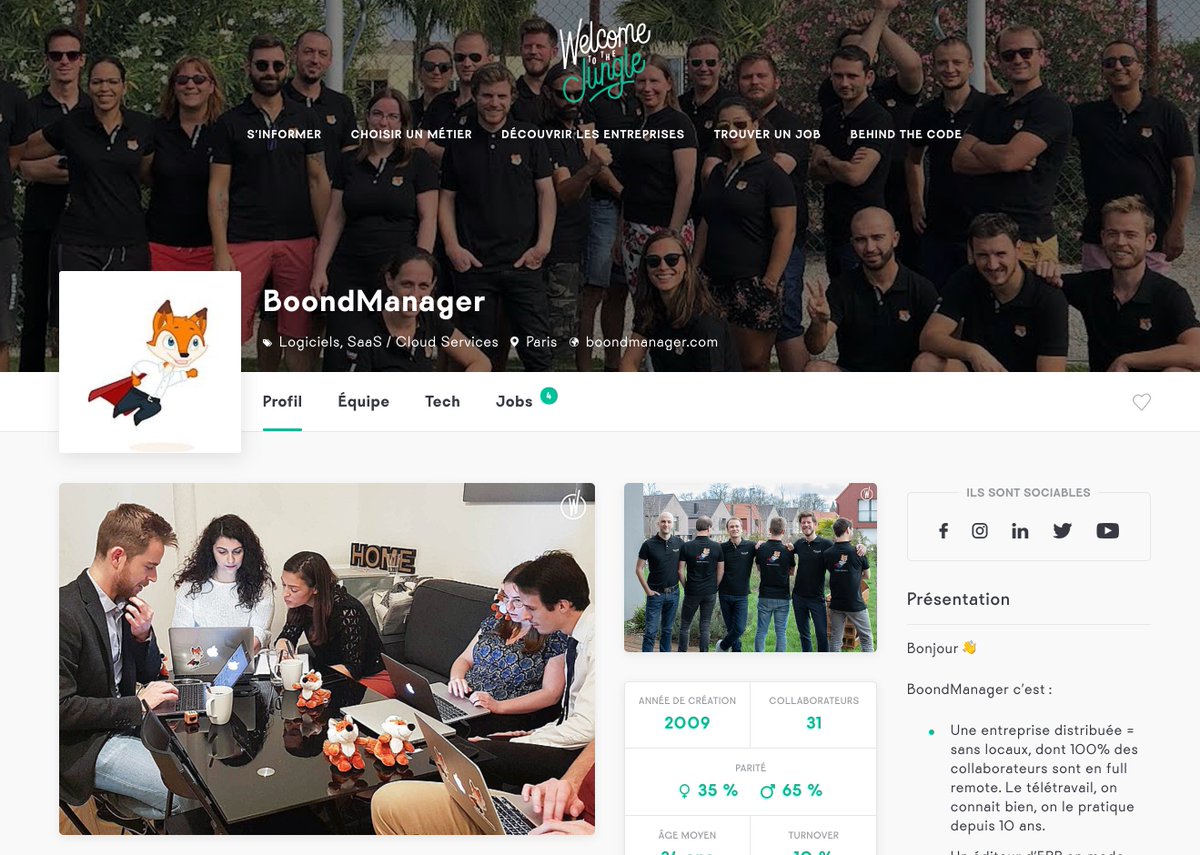 BoondManager's tweet photo. Devinez qui est sur @wttj_fr ? @BoondManager bien sûr ! Pour rejoindre les Boonders sur des postes 100% #remote c'est par ici https://t.co/fKaKR9h7n9
#fullremote #teletravail #BoondManager #remotejob https://t.co/vLUj9yEn05