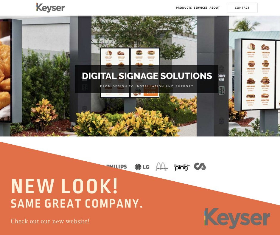 New Look, Same Great Company! Keyser has launched a NEW WEBSITE making it easier to find the digital signage products and services you need to satisfy customers and propel your business forward. Check it out! explorekeyser.com #digitalsignage #explorekeyser