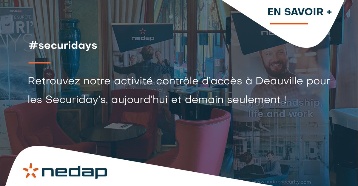 Nedapfr's tweet photo. Notre activité contrôle d'accès participe à sa première édition des #Securidays à Deauville. Retrouvez-nous en rendez-vous one-to-one sur le salon, et parlez-nous de votre projet ! https://t.co/KUD1u7NN4v https://t.co/KH5A7nlMqF