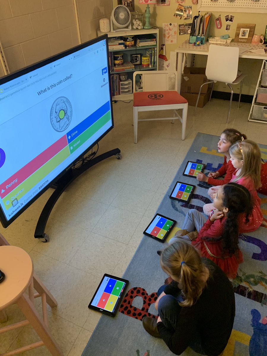 SarahVrhovac's tweet photo. Review it? How about KAHOOT IT!!?! Such an fun and engaging way to show off our money skills!! @Bryan_T_Huber #integrationoftech https://t.co/FuwyrSmIrB