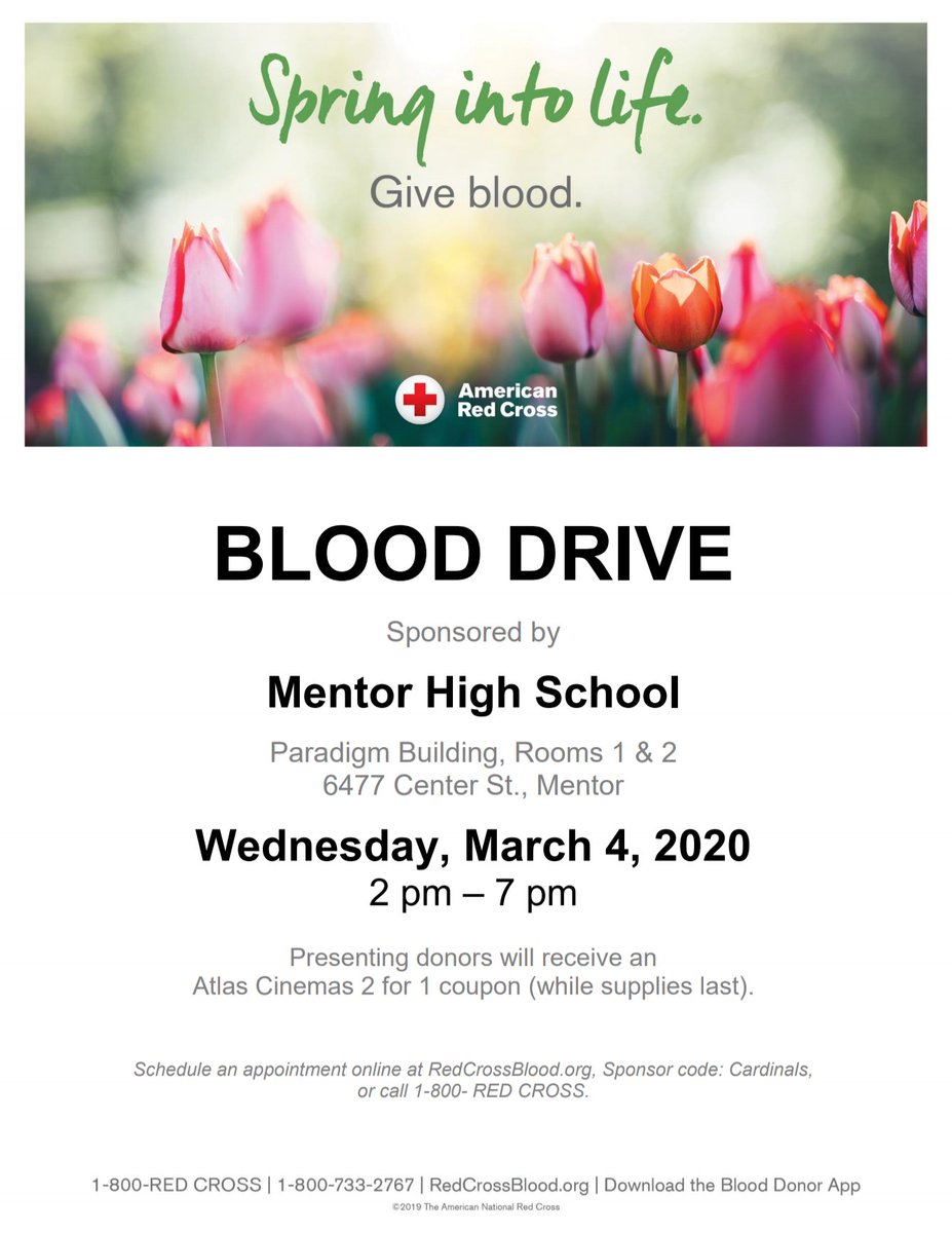 mentorschools's tweet photo. Help save lives! Join us for a Red Cross Blood Drive on March 4th at Paradigm from 2-7 p.m. #OnceACard More details here: https://t.co/IDn40c6xG3