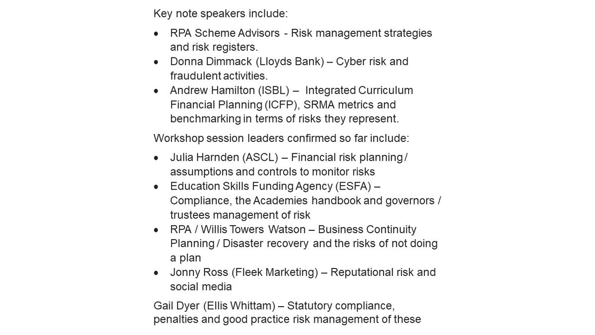 We have some great speakers lined up for the <a href="/nsbmf2/">NSBMF</a> school business manager conference  June 2020. Follow <a href="/NsbmfC/">NSBMF School Business Manager Conference</a> for all conference updates