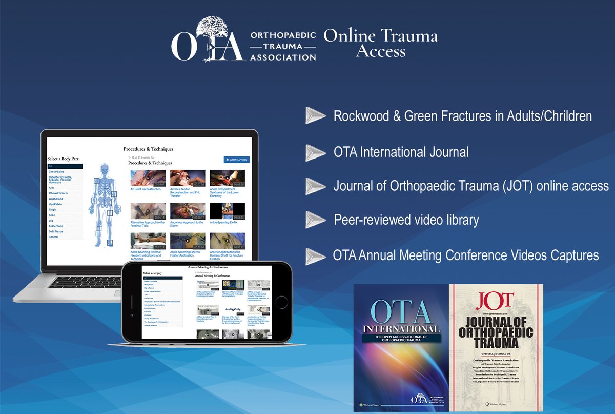 otatrauma's tweet photo. The OTA's complimentary educational value speaks for itself:
-Free webinars
-OTA Online Discussion Forum
-Annual Meeting & Conference videos
-Rockwood & Green
-online JOT access
View all member benefits today at https://t.co/RFublwbJFG
#whyotawednesday #memberbenefits #joinota https://t.co/QIyPWk3KEh