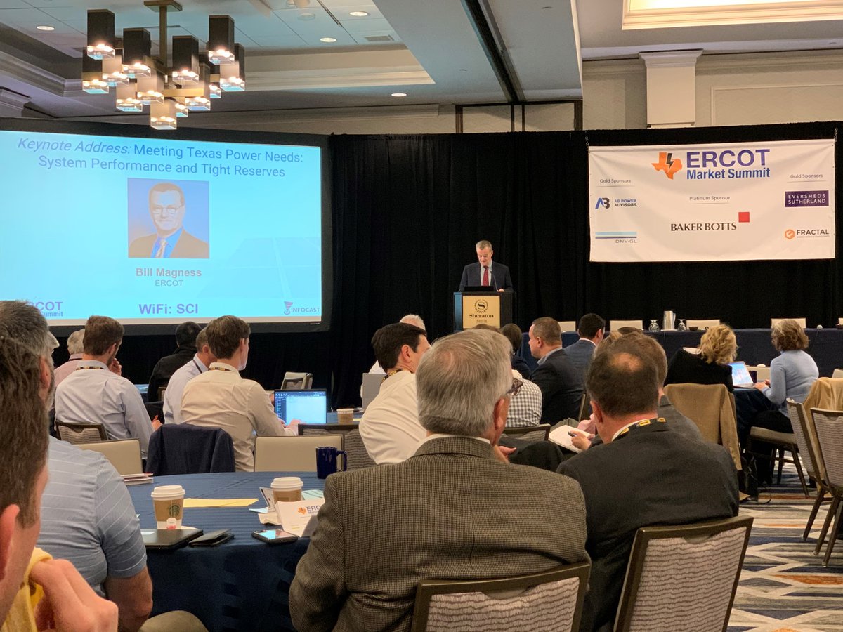 Wayne_GridVP's tweet photo. It's the first day of the @ERCOT_ISO Market Summit 2020, opened by #ERCOT President &amp;  CEO, Bill Magness. Looking forward to discussing the opportunities &amp; challenges of the evolving energy market. #utilities #EnergyTech #digitalisation #ERCOTMarketSummit https://t.co/I8H7eRNvXD https://t.co/vLYLLsLKaP