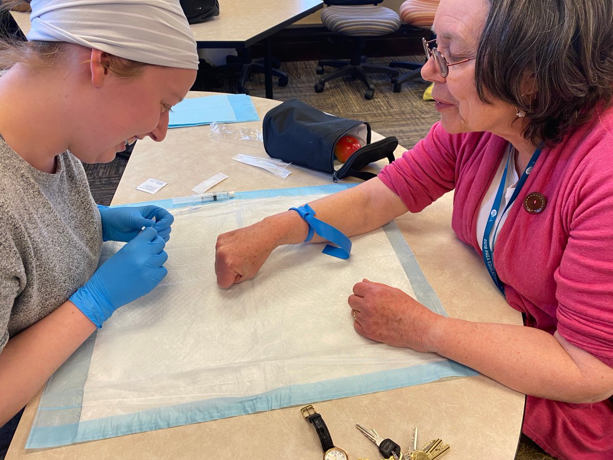 First year students practice how to insert IVs as part of the Gastroenterology unit #PAstudents