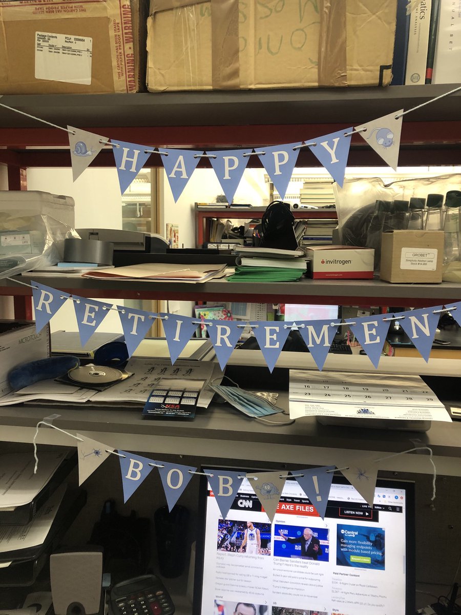 Bob was my first employee and had been with me since 1986. This month he retires. The lab could not have achieved what it has without him. Thanks Bob