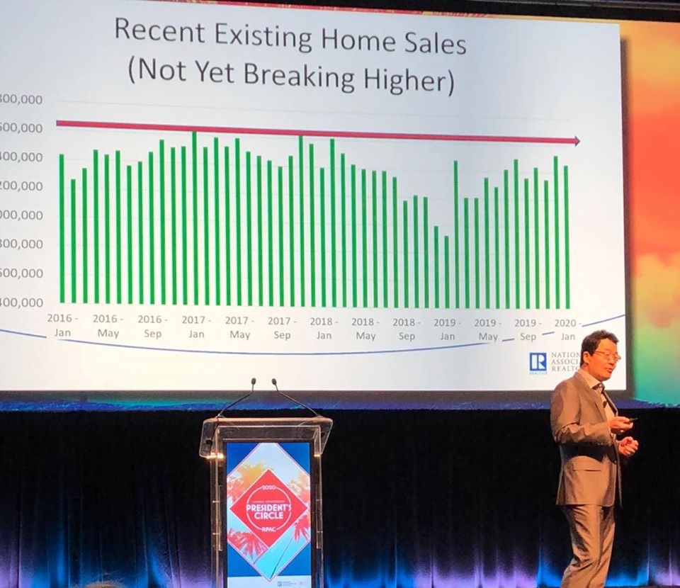 NAR Chief Economist, Lawrence Yun, delivers his economic update at the 2020 RPAC President’s Circle Conference. #RPACPCconf