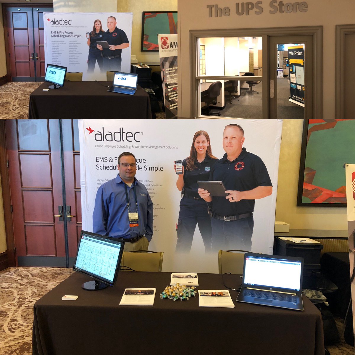 ndavis58's tweet photo. When you’re at #ESOWave in Austin and your marketing material is in Dallas...@aladtec super staff to the rescue!                             #aladtectradeshows https://t.co/3cpdnpIikO