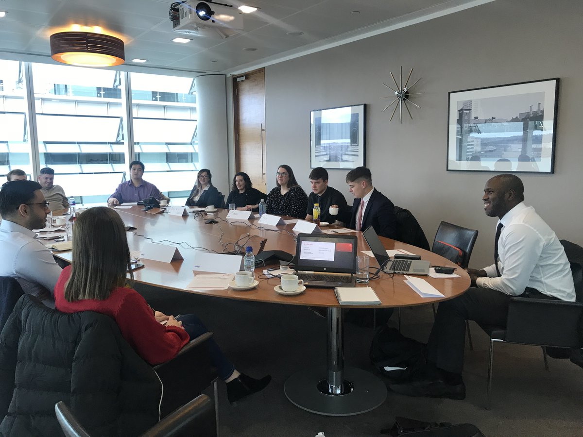 HFMAWestMids's tweet photo. Thank you to @aowens80 for facilitating the Student committee at @KPMG offices in Birmingham today. Great turn out to review 2019, discuss any challenges or successes the students are facing and hear a career story from Alston! #HFMA #Studentcommittee #Students #networking https://t.co/6Q9WAmN5Gc