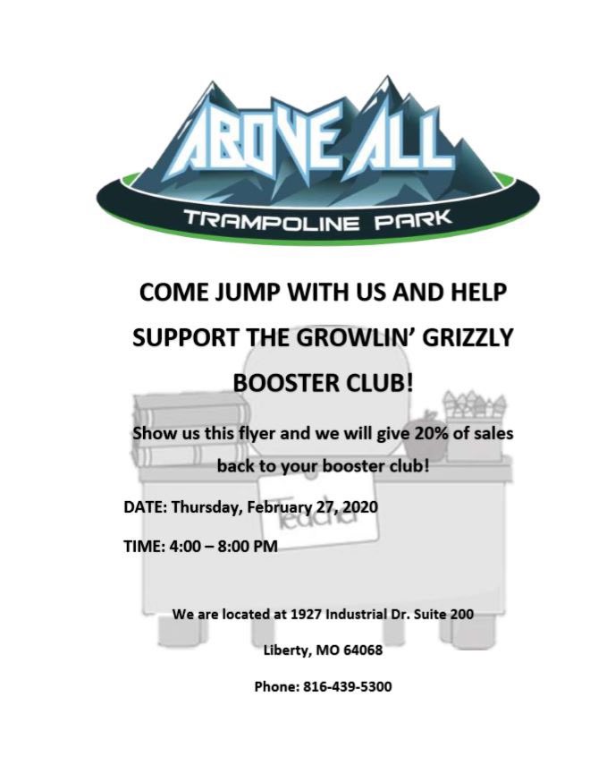 Come bounce around with us tomorrow at #AboveAll from 4-8pm. Just show this flyer and a portion of the proceeds go to the GGBC!