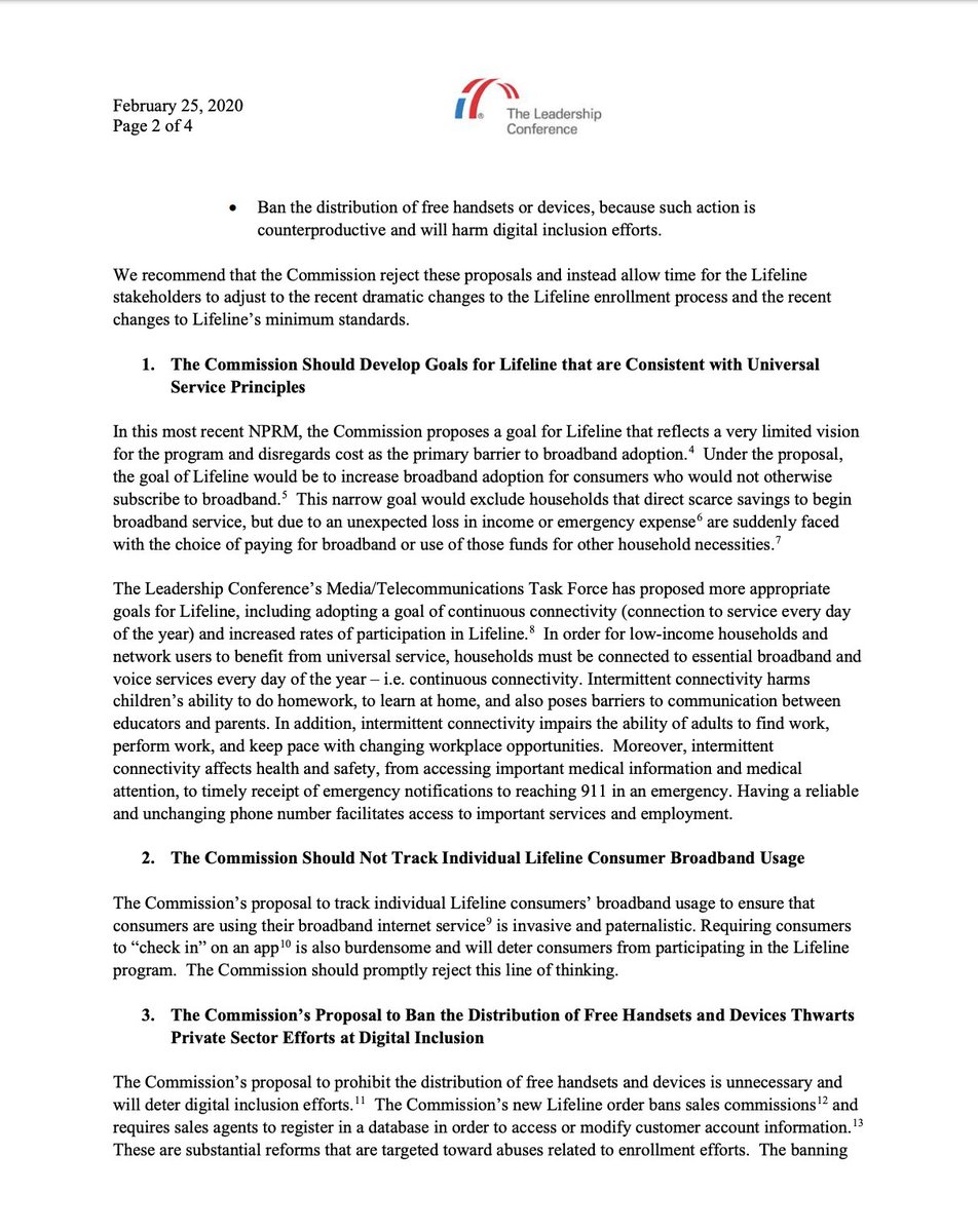 Screenshot of page 2 of our comment to the FCC about its proposed changes to the Lifeline program. The full text of the letter can be found at the link in the original tweet.