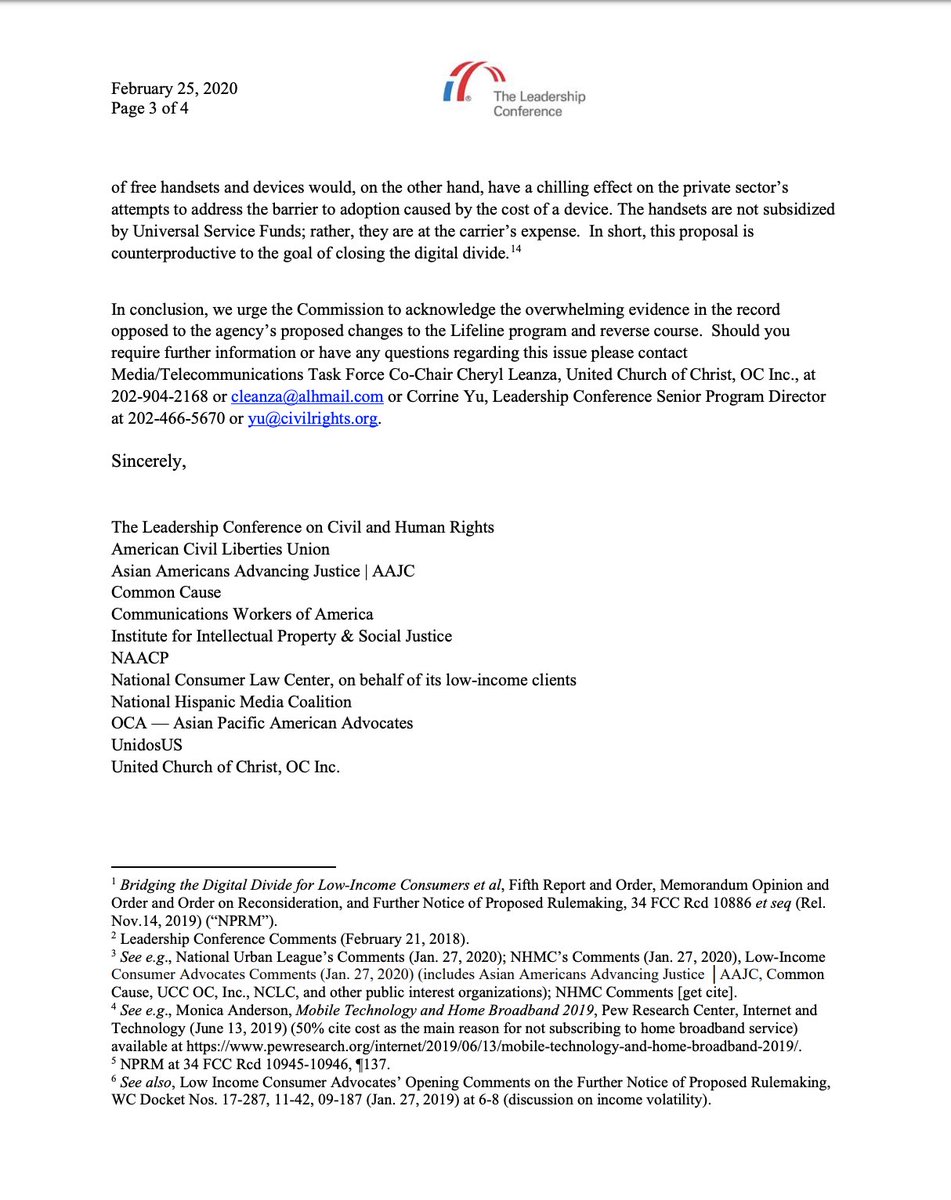 Screenshot of page 3 of our comment to the FCC about its proposed changes to the Lifeline program. The full text of the letter can be found at the link in the original tweet.