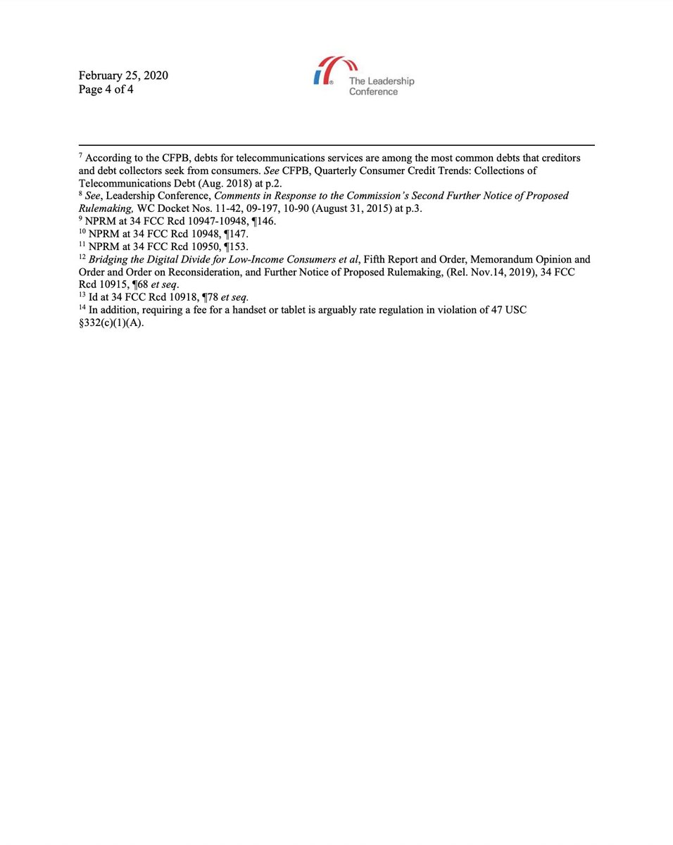 Screenshot of page 4 of our comment to the FCC about its proposed changes to the Lifeline program. The full text of the letter can be found at the link in the original tweet.