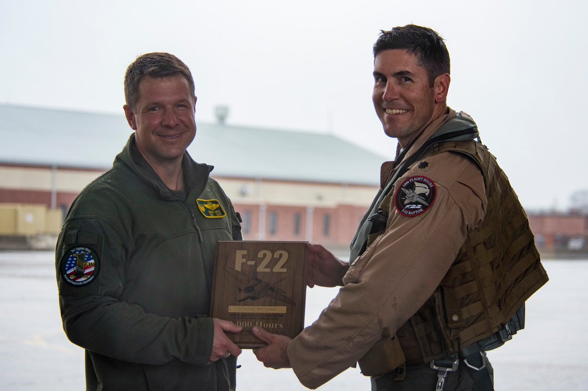 Congrats to Lt Col “Wolf” Crowell, 94th Fighter Squadron commander, on reaching 1000 hours in the F-22!
