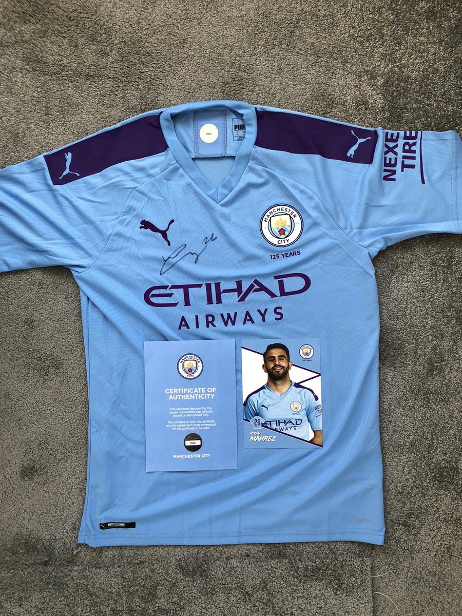 EventsImperium's tweet photo. A CHANCE TO WIN @ManCity SIGNED TOP!! 
Riyad Mahrez
Choose a number between 1-50. £5 to enter. Message us for more details to make payment. 
Winner will be announced Wednesday 4th March.
All proceeds go to Royal Manchester Children’s Hospital Charity. 
GOOD LUCK! https://t.co/Ahv2nYNNmQ