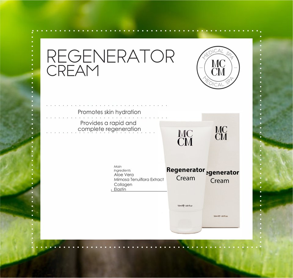 REGENERATOR CREAM MCCM
Recommended for after sun exposure and after peelings it can be used any time the skin needs regeneration.

#MCCM #MedicalSpa #TheSpiritOfBeauty #Regenerator #Spa
