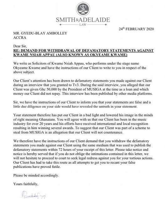 ThinkNewsOnline's tweet photo. Okyeame Kwame gives Ambolley 72 hours to withdraw defamatory statement
Source: Ghanaweb
#ThinkBloggers https://t.co/Zuk6uQ1TS9