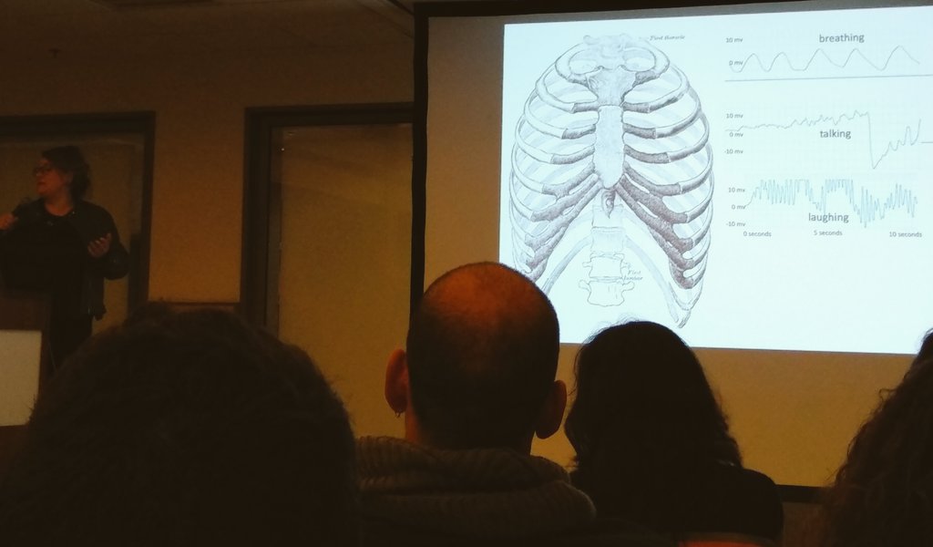 NaomiHavron's tweet photo. @sophiescott #ISCOP2020 "lf you need to choose between breathing for speaking, breathing for living and breathing for laughing, you're gonna laugh. Laughter is trying to kill you." https://t.co/137AaoH8zK