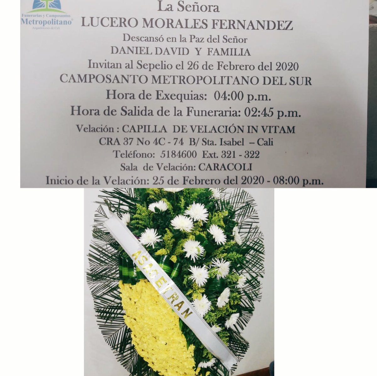Lamentamos el fallecimiento de la señora lucero morales , paz en su tumba . Que dios le ilumine el camino que le lleve a su gloria .