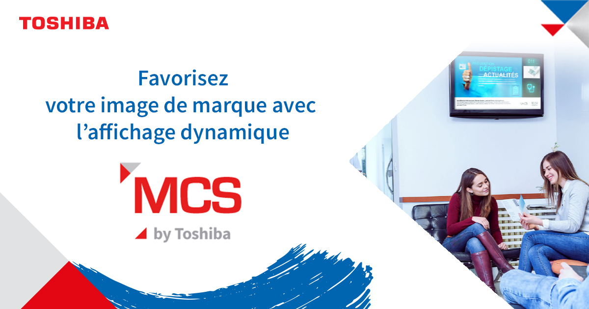 ToshibaTFIS's tweet image. &quot;L’affichage dynamique entraîne une augmentation de 25 % de l’image de marque&quot;

Les trois composants de l&apos;affichage dynamique :
✅ Les matériels (écrans, lecteur multimédia)
✅ Le logiciel
✅ Le conseil, service et accompagnement

mcsbytoshiba.fr
#Toshiba #Toshibatec #MCS