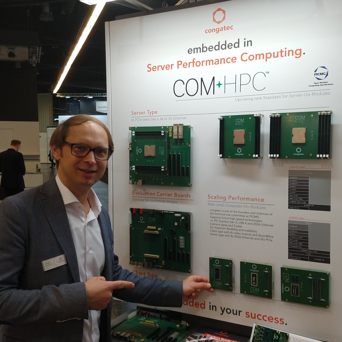 embedded_comp's tweet image. Zeljko Loncaric from @congatecAG showing their COM-HPC solutions at their booth at #EmbeddedWorld2020