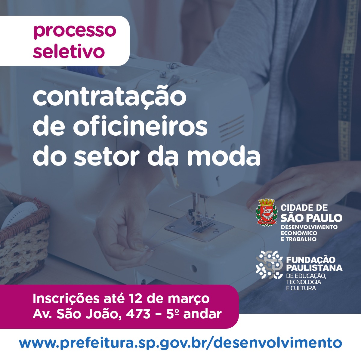 spsmdet's tweet photo. A Fundação Paulistana abriu inscrições para a contratação de oficineiros interessados em integrar o programa de qualificação profissional de moda e costura, realizado no Centro de Formação Cultural Cidade Tiradentes, na zona leste da capital.

Saiba mais: https://t.co/aFKAqYMVyk https://t.co/7GZFnGjrgJ