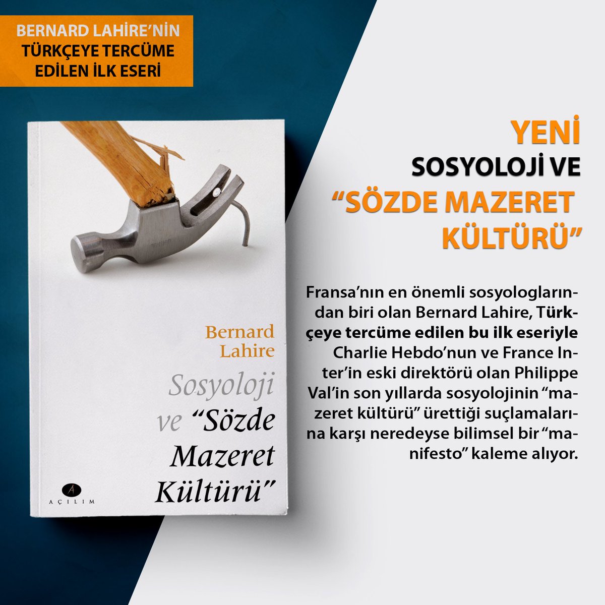 acilimkitap's tweet photo. YENİ| Bernard Lahire'nin Türkçeye çevrilen ilk kitabı, "Sosyoloji ve Sözde Mazeret Kültürü" ÇIKTI!
#sosyoloji #bernardlahire #türkçe 
🛒 https://t.co/BJGq8Bzafh https://t.co/uhUjkledIO