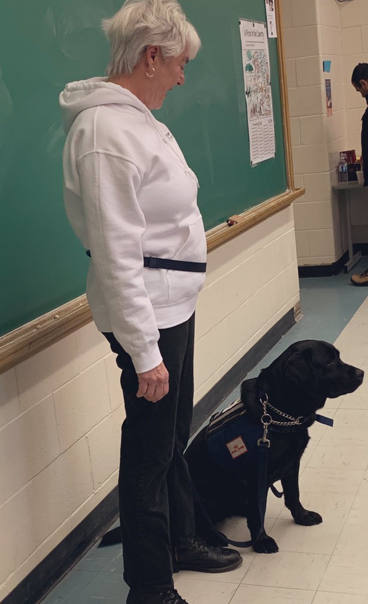 LCE_LDSB's tweet photo. A warm wag and thank you to #K4Paws Elisabeth, for speaking with our #ESL learners about the importance of #ServiceDogs in our community. Great work #Whinnie it was lovely meeting you. 🐾💜 https://t.co/BMYwI9VkRo
