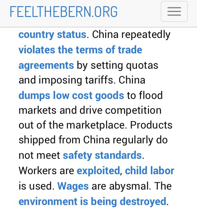 1/3 Reading US Presidential Candidate Senator Sanders’ platform on China and noticed he provided a citation for his claim China uses cheap child labour to undercut adult American workers. Followed the hyperlink and learned the most egregious thing about his claim on child labour: