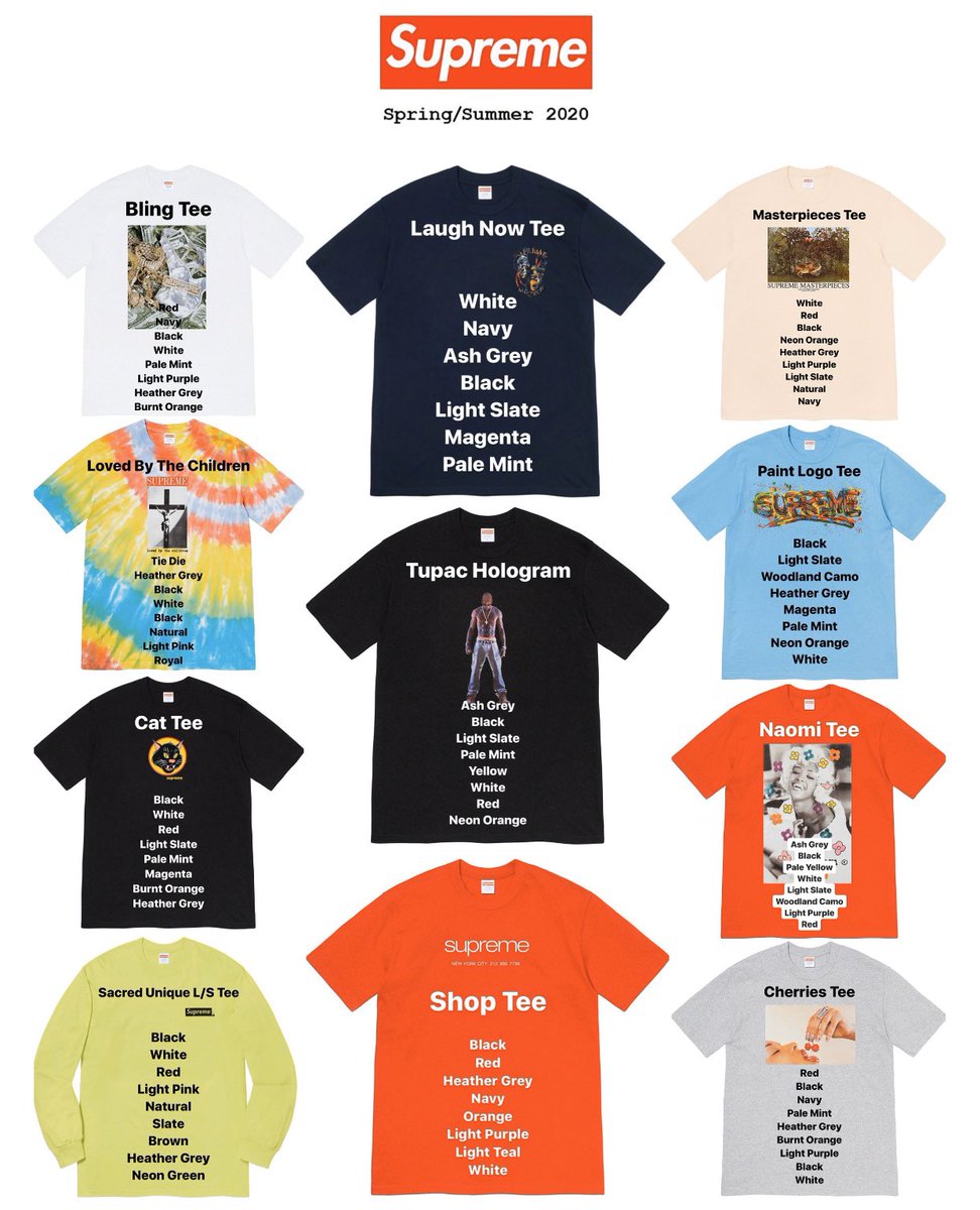 DropsByJay on X: Supreme Spring Tees Here is the list of Spring