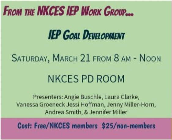 LauraLsclarke's tweet photo. We're hosting a regional IEP goal workday - come join us on March 21 as we look at KY academic standards &amp; work together to scaffold goals to help our students make gains! Go teamwork! https://t.co/taxlfHpmYZ https://t.co/SLZVvIXP7d