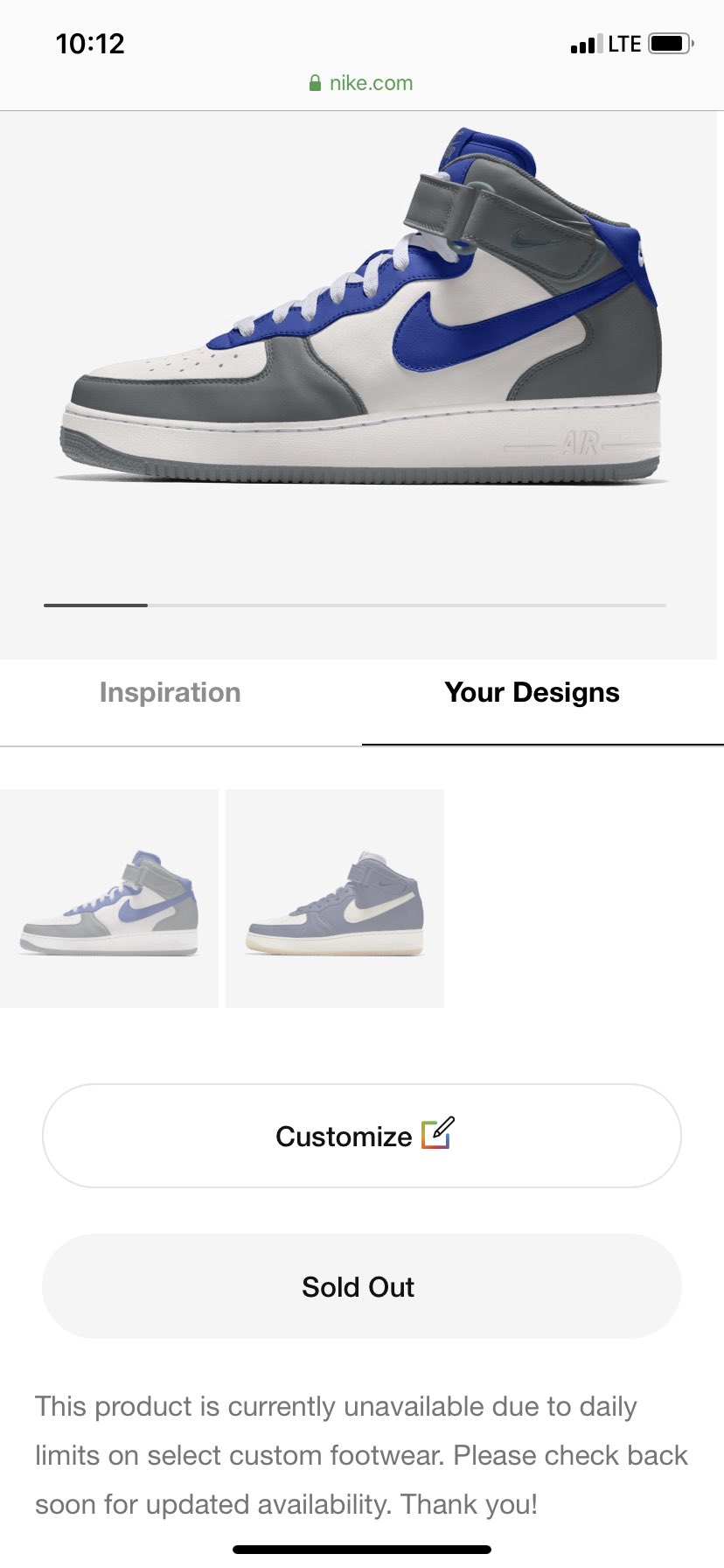 nike daily limits on custom footwear