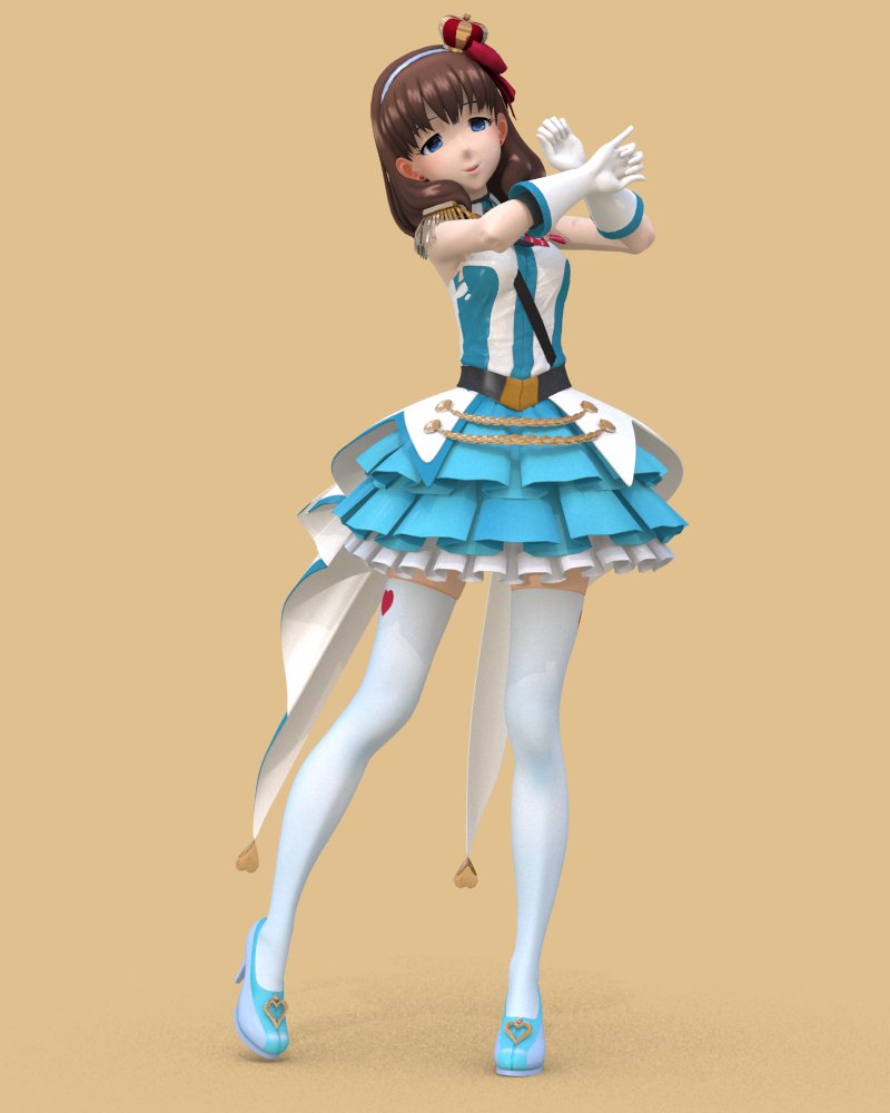 Me_hitudi's tweet image. Wip 佐久間まゆ　持ち歌の最後にやるポーズにしてみた #Cheetah3D