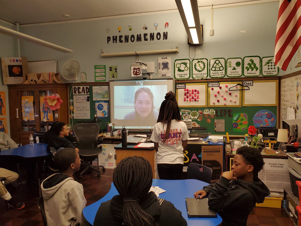 HeywoodSTEM's tweet photo. Our 7th Grade students are currently participating in a video conference with Professor Jessica Leung from @Princeton University. They are learning about using the Design Thinking process to solve problems. #HeywoodSTEM #EngineeringWeek2020 #STEM @HeywoodSTEM @Gerald_Fitzhugh https://t.co/L4K90WPWHT