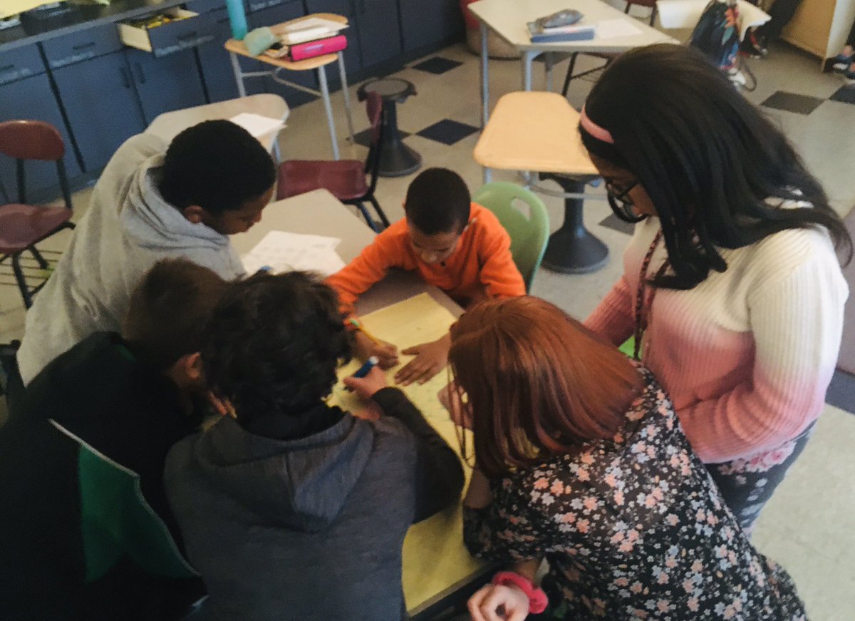 FitzIn6th's tweet image. Students work together to create a picture collage of their background knowledge about societal issues! #PerformanceTask #LaunchDay #MASDproud