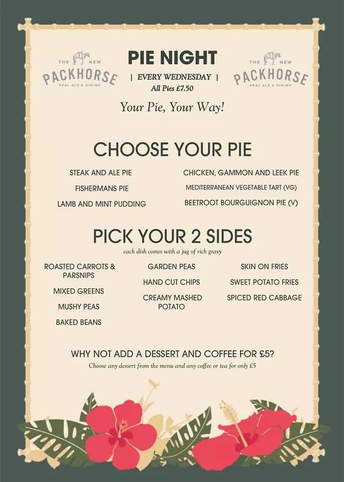 newpackhorse's tweet photo. Wednesday night is #PieNight 😍🥮
Choose your #pie with any two sides for just £7.50 - every Wednesday 4pm-9pm (#vegetarian &amp; #vegan options available). If that's not enough, you can also add dessert &amp; coffee or tea for just £5!
#Pub #PubGrub #Cleckheaton #Hartshead #Yorkshire https://t.co/VtUXheKTEo