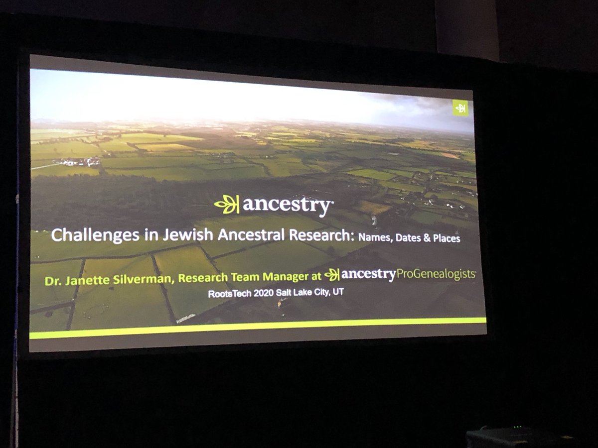 ProGenealogists's tweet photo. Say hello to AncestryProGenealogists Angie Bush and Janette Silverman, coming at you from #RootsTech 2020! Janette will present "Challenges of Jewish Research: Names, Dates, Places" today at 9:30 (right now!). You can catch Janette's second talk at 3 pm today. Don't miss out! https://t.co/on3V7bFJWO