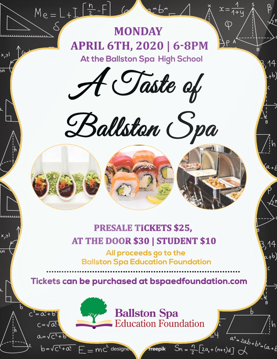 Tickets are on sale for our annual fundraiser Taste of Ballston Spa bspaedfoundation.com <a href="/BSCSD/">Ballston Spa CSD</a> #tasteofballstonspa