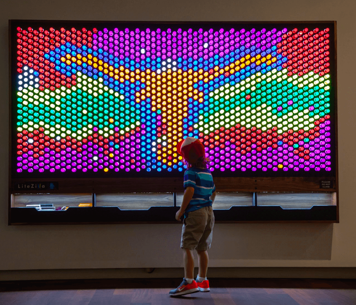 LiteZilla's tweet photo. Inspiring all ages, LiteZilla bridges the gap between generations.
#inspiration #wonder #awe #litezilla #thoughtoftheday #museum #art #color #lightwall #sensory #hospitalitydesign #hospitalitymanagment #artgallery #wallart #decoratingideas #officeart #officeinterior #officespace https://t.co/yIENWg54Ct