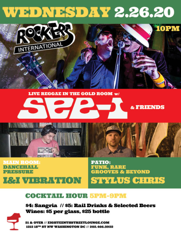 fusicology's tweet photo. Tonight WDC #RockersInternational with See-I & Friends +Stylus Chris and I & I Vibration @18thSTLounge https://t.co/57cJluNy5q #StylusChris #SeeI #IandIVibration @Seei @styluschris https://t.co/X2iRfJeADF