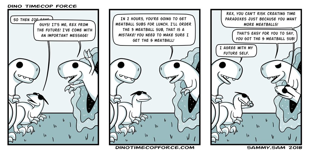 Dino_Timecop's tweet photo. Happy Wednesday! Here’s an old favorite https://t.co/FdPZSOzNjL #webcomic #webcomics #comic #comics #dinosaurs #dinotimecopforce https://t.co/jYCWB4II6y