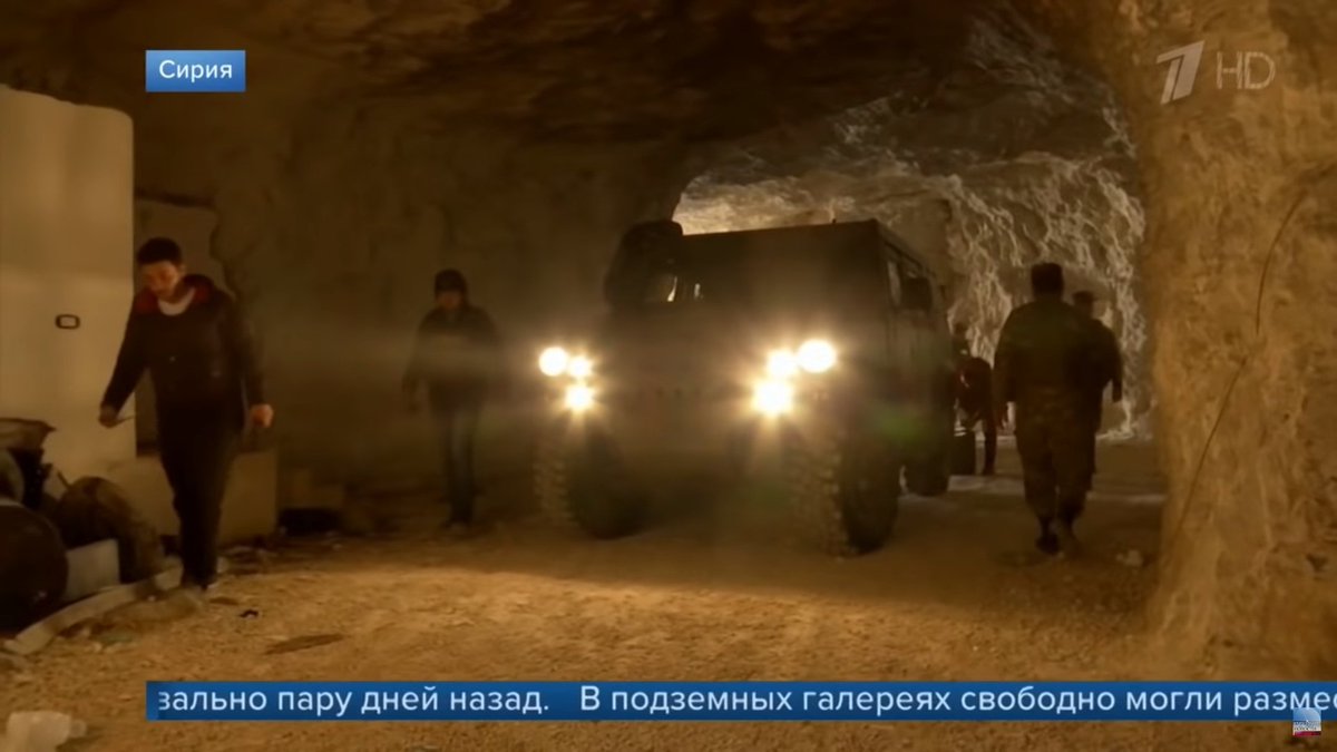 Screenshots of Russian Tigr and Rys vehicles entering the HTS bunker north of Aleppo. 21/ https://vk.com/milinfolive?w=wall-123538639_1346726