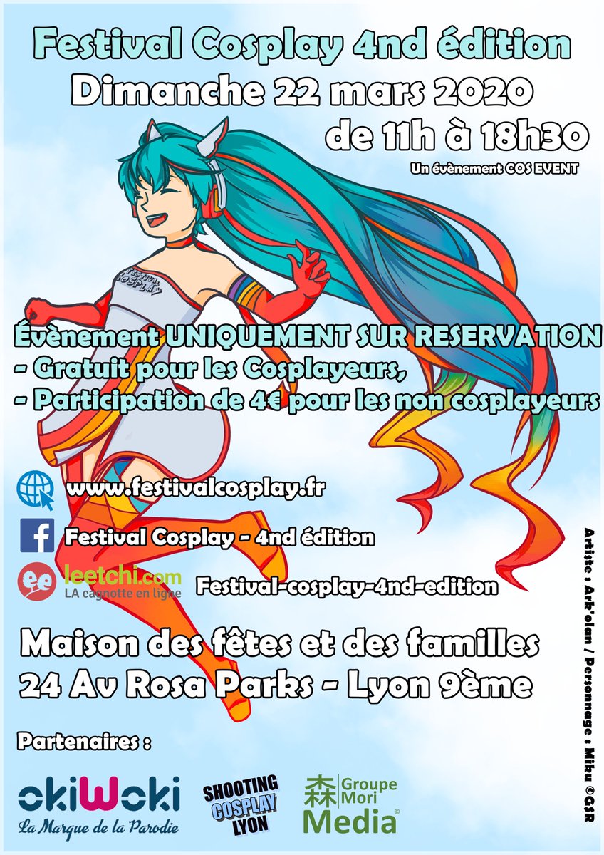 EventCos's tweet photo. 4nd édition du Festival Cosplay !

Événement privé, uniquement sur réservation, Gratuit pour les Cosplayeurs, 4€ pour les non Cosplayeurs.

Zone Repas, Stands, Activités, Photographes durant cette journée...

Aider nous à la cagnotte : 
https://t.co/sifRiN9xCY https://t.co/hvAc0fyuZR