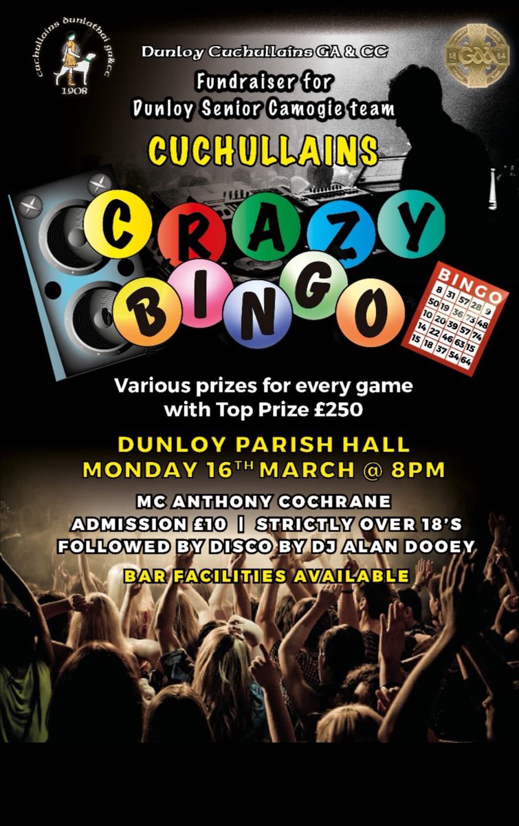 A date for the diary. Spread the word. Ring in paddy's day with a great night's craic. Maybe not for the average bingo goer 🤔💚💛