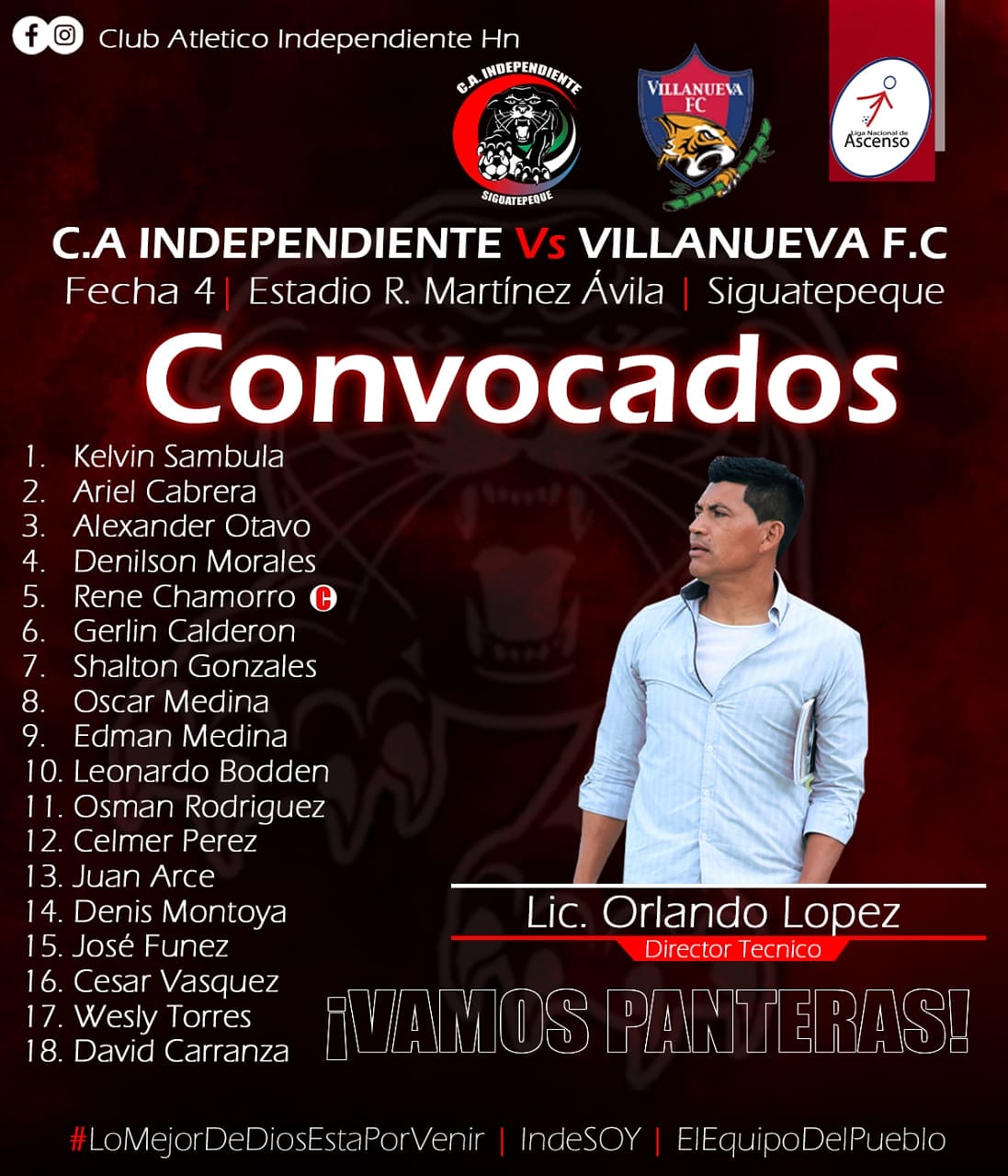 ATLETICO INDEPENDIENTE SIGUATEPEQUE on X: ¡Vamos Panteras! A. INDEPENDIENTE  🆚 LONE FC 🗓 Miércoles 17 - Marzo 🏟 Martínez Ávila 🏙 Siguatepeque 🕕  6:00 p.m #LoMejorDeDiosEstaPorVenir #IndeSOY #Siguatepeque   / X