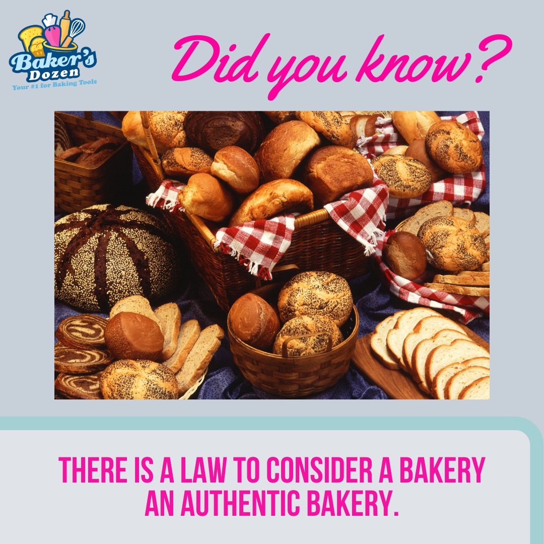 iBakersDozen's tweet photo. Did You Know?
There is a law to consider a bakery an authentic bakery.
In France, by law a bakery has to make all the bread it sells from scratch in order to have the right to be called a bakery.
#BakersDozen #BakingTrivia #TriviaAboutBaking #BakingFacts https://t.co/lkt0tQQ66l