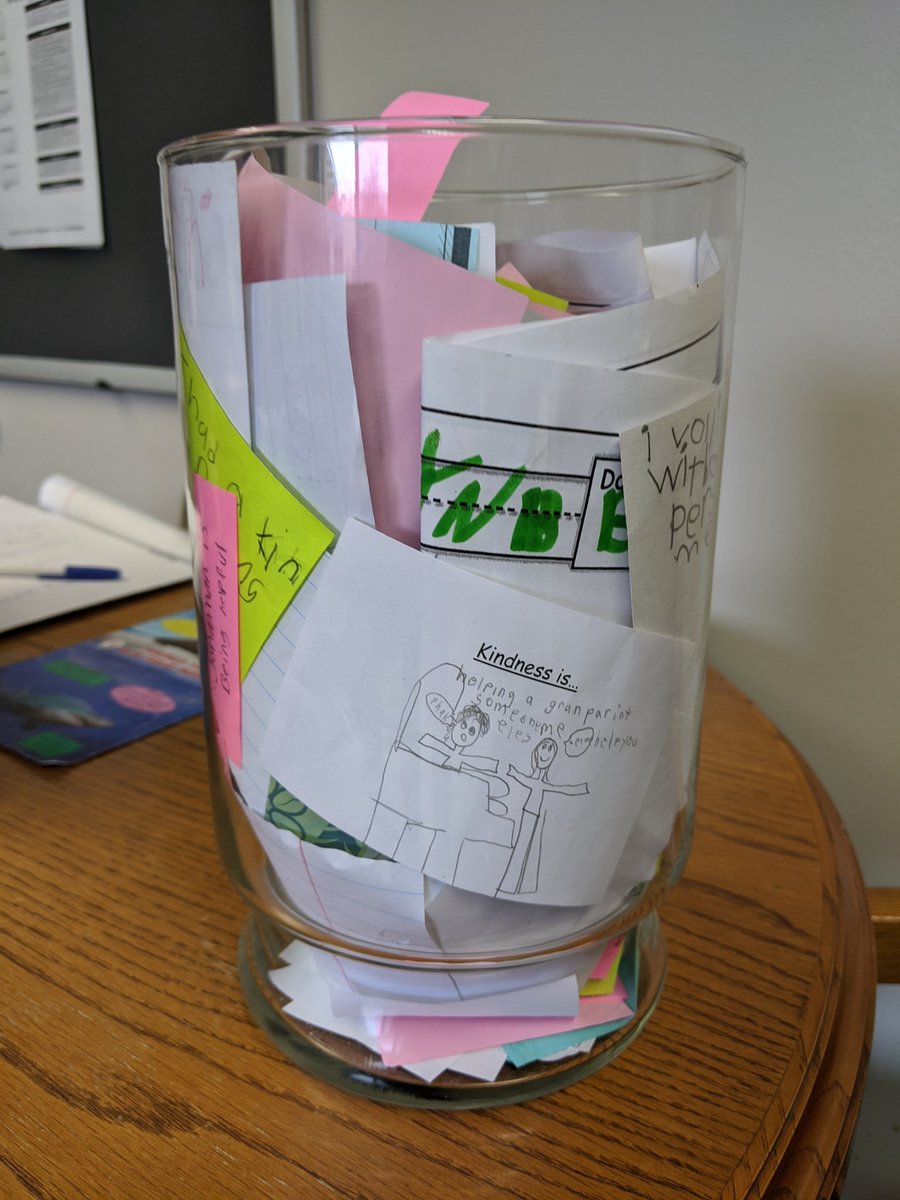 Our behavior specialist is teaching about kindness this week. Think about all the ways you showed kindness this week. #kindnessjar