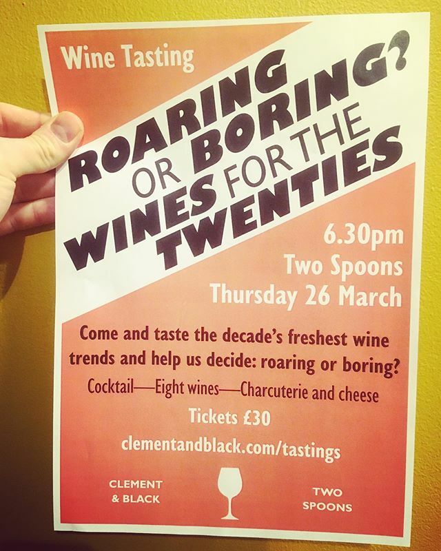 📣NEXT TASTING 📣 ROARING OR BORING? WINES FOR THE TWENTIES | 26th March | 6.30pm <a href="/twospoonslondon/">Two Spoons</a> .
.
.
We’re bringing along a bunch of achingly trendy wines we reckon will define the decade in wine. Hip hooch or pallid plonk? Delish or de-list? ROARI… ift.tt/2SZ5CNN