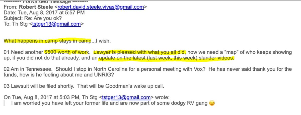 Here is an email from former CIA, Robert David Steele confirming he pays Fitzgibbon to do stuff that must be secret. We know from other "Shadow" ppl that they are not happy Trevor gets paid behind their back. Trevor is actively directing harassment not only towards Radack. ref/G