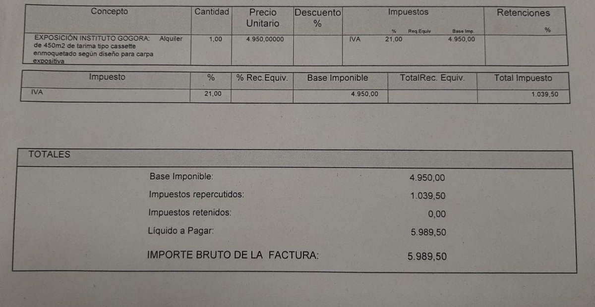 ehbildugasteiz's tweet photo. 👉#Denok (2.173€): gestión

👉#Montai (2.616€): montaje y desmontaje

👉#KulturKirolZerbitzua (2.344€): transporte y almacenaje

👉#EstaliLaKarpa: dividido en 3 lotes:
    ➡️DFA: 11.979€ por la lona
    ➡️Ayto: 5.979€ por la tarima
    ➡️GOGORA: 4.295€ por los contrapesos https://t.co/Kcqnk9harl